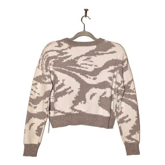 WILLIAM‎ RAST NEW $78 Gray White Camo Cropped Crewneck Sweater Small - Picture 2 of 4